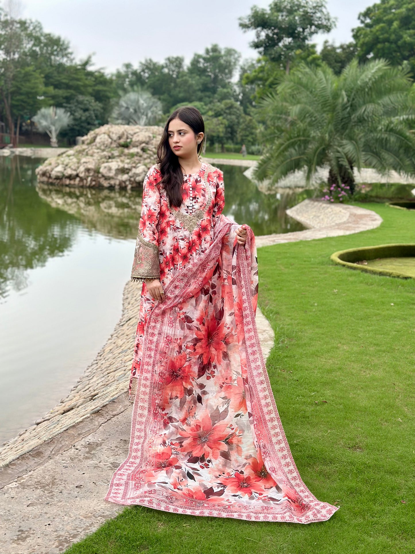 3 Piece Suit – Bana Dora with Printed Lawn Dupatta (Pret)