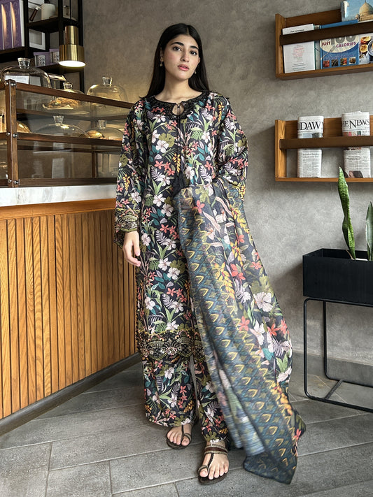 3 Piece Suit – Khadi Shirt & Trouser with Monar Dupatta (Pret)