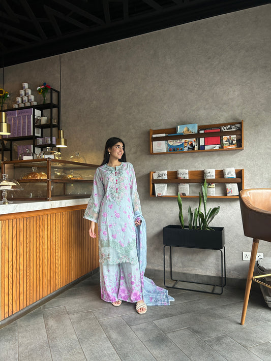 3 Piece Suit – Khadi Shirt & Trouser with Monar Dupatta (Pret)