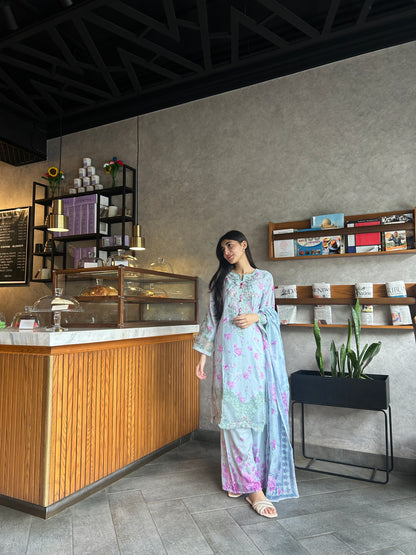 3 Piece Suit – Khadi Shirt & Trouser with Monar Dupatta (Pret)