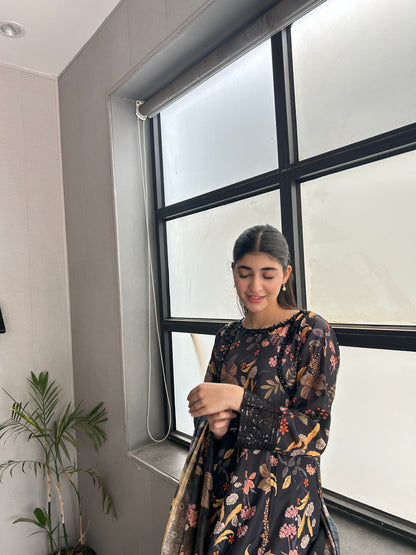 3 Piece Suit – Bana Dora with Printed Lawn Dupatta (Pret)