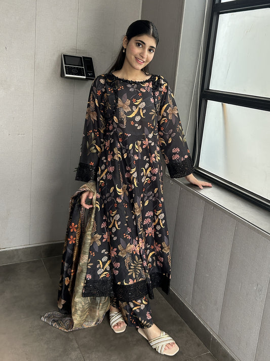 3 Piece Suit – Bana Dora with Printed Lawn Dupatta (Pret)