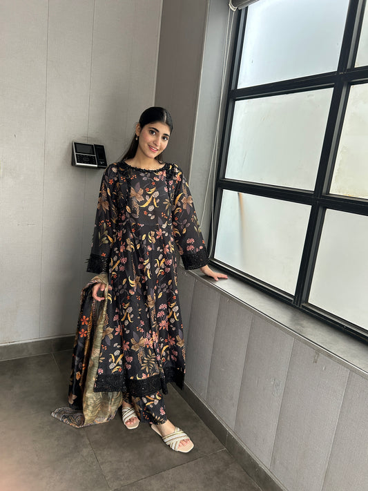 3 Piece Suit – Bana Dora with Printed Lawn Dupatta (Pret)
