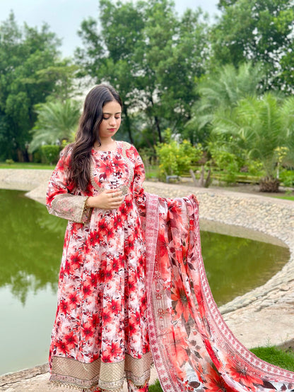 3 Piece Suit – Bana Dora with Printed Lawn Dupatta (Pret)