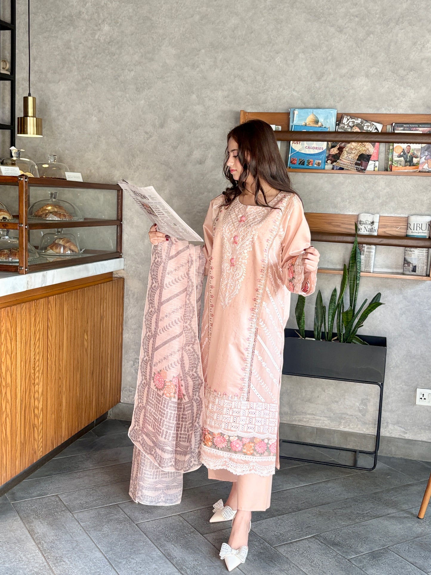 3 Piece Suit – Khadi Shirt & Trouser with Cot Ray Shawl (Pret)