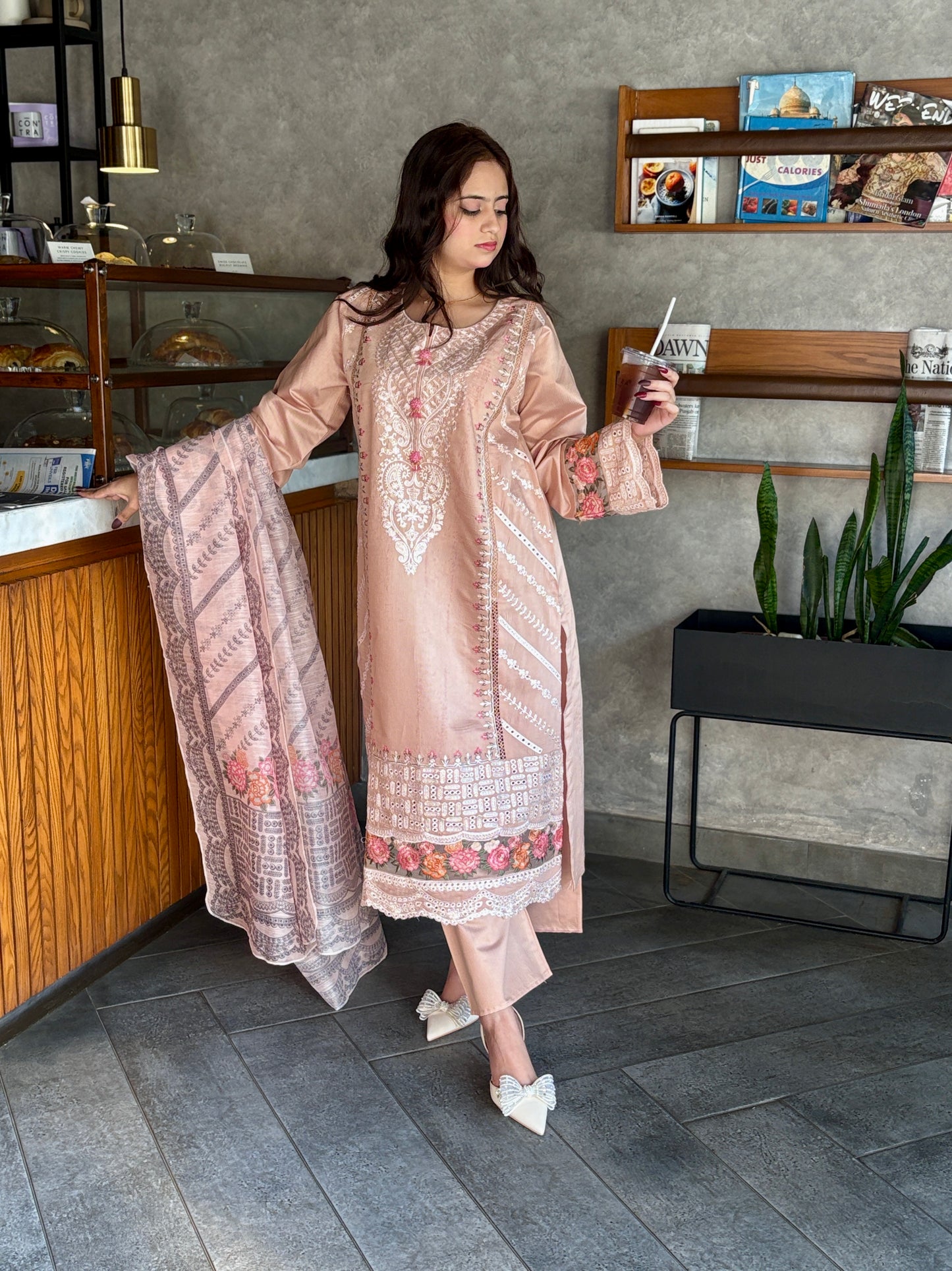 3 Piece Suit – Khadi Shirt & Trouser with Cot Ray Shawl (Pret)