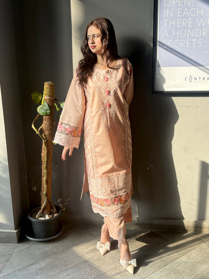 3 Piece Suit – Khadi Shirt & Trouser with Cot Ray Shawl (Pret)
