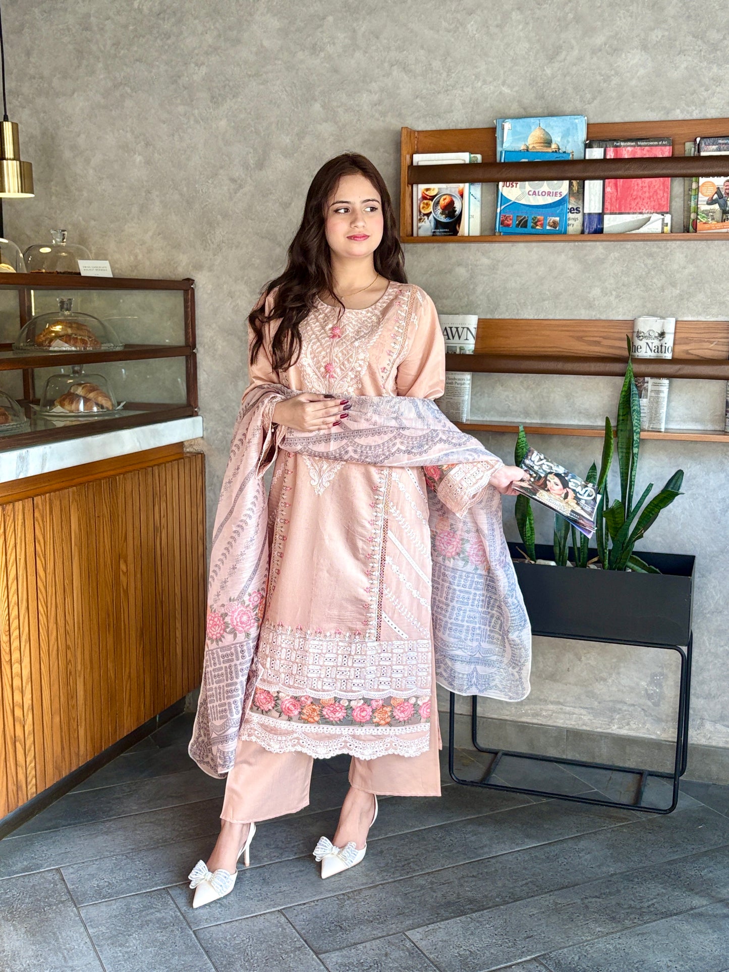 3 Piece Suit – Khadi Shirt & Trouser with Cot Ray Shawl (Pret)